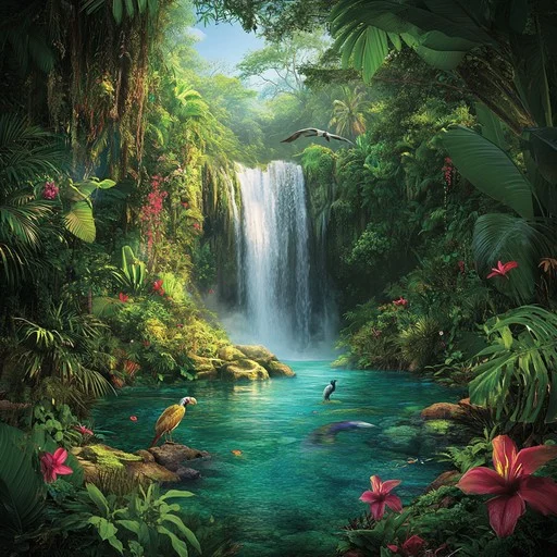 Tahitian landscape with vibrant colors